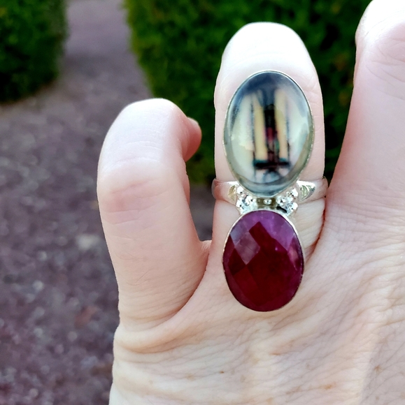 New Unique Fancy Glass Protection Faceted Cherry Ruby 925 Silver Magic Ring. - Picture 10 of 16